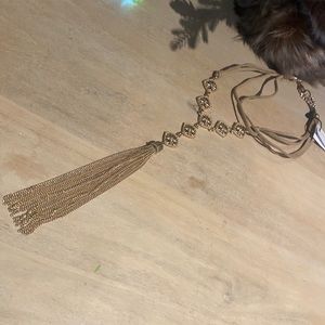 White House Black Market Gold Choker Necklace with Swarovski Crystals